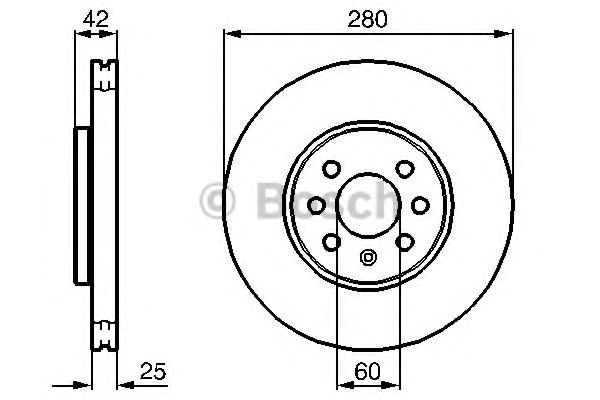 Bosch гальмівний диск передній (вентил.) (28025) opel astra h 04-. 986479077