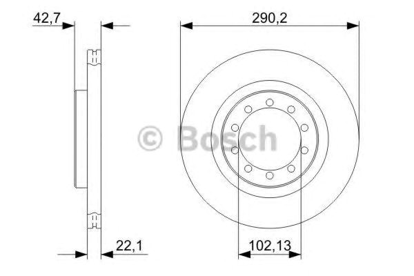 Bosch диск гальм. передн. renault maskott  (3 -5 тон.) 986479343