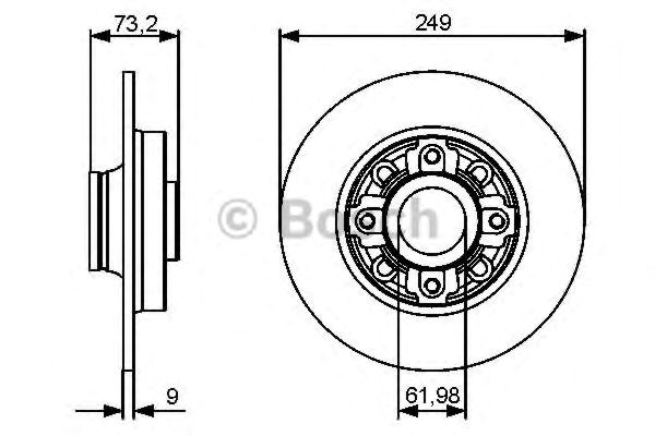 Bosch citroen диск гальмів.задн (з підш. і кільцем abs c4,ds4,peugeot 308 07- 986479400