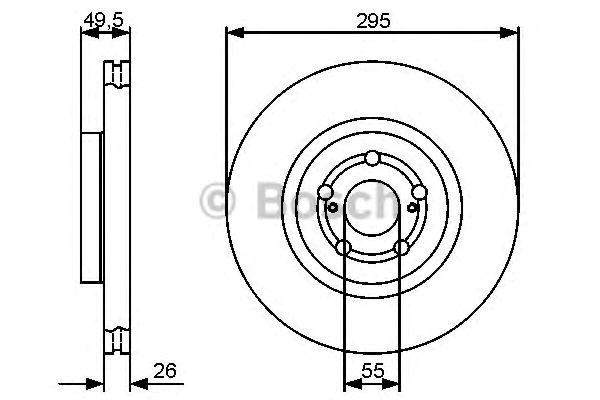 Bosch toyota гальмівний диск передн.avensis 03 2.0d,2.4i - 986479423