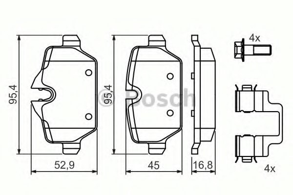 Bosch гальмівні колодки задн. bmw e87(1-serie), e90(3-serie) 986494269