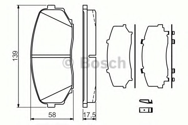 Bosch mazda гальмівні колод, передн, cx-7 cx-9 986494375