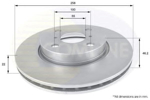 Adc01133v comline - диск гальмівний вентильований з покриттям ADC01133V