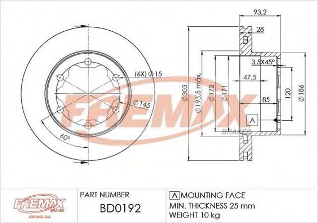 Диск гальмівний задній BD0192 FREMAX