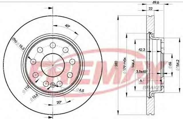 Диск гальмівний передній BD5614 FREMAX