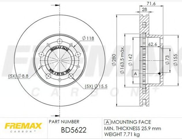 Гальмо дискове переднє BD5622 FREMAX