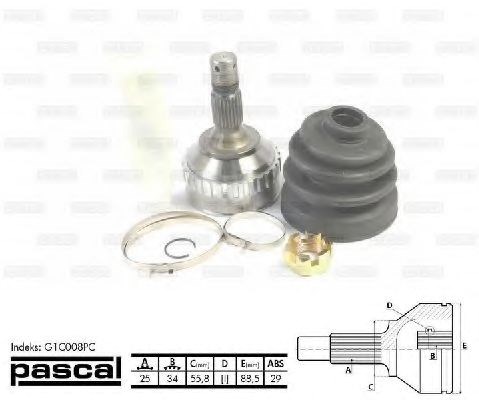 ШРУС зовнішній передній G1C008PC PASCAL