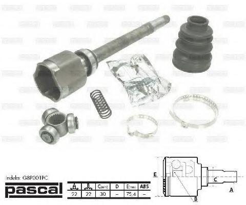 ШРУС внутрішній, передній, правий G8P001PC PASCAL