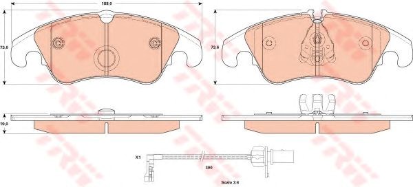Передні гальмівні колодки GDB1908 TRW