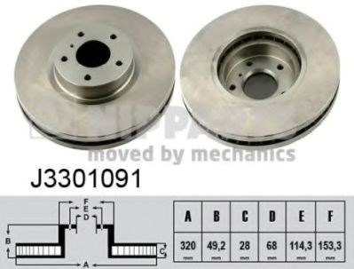 Диск гальмівний передній J3301091 NIPPARTS
