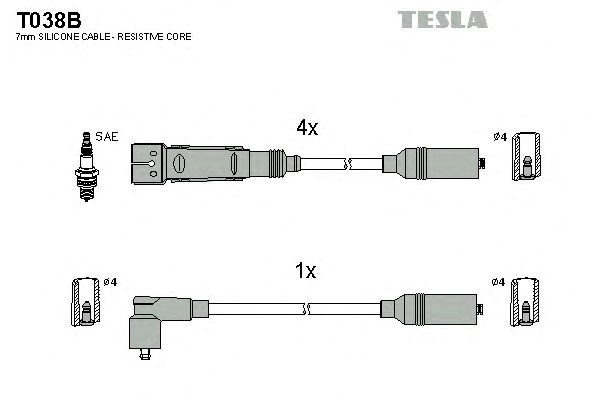 Комплект кабелiв запалювання T038B