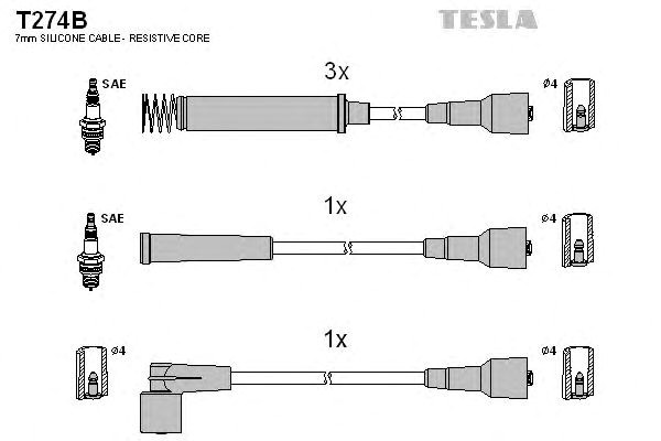 Комплект кабелiв запалювання T274B