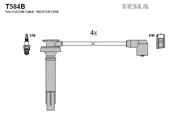 Провід високовольтні, комплект T584B TESLA