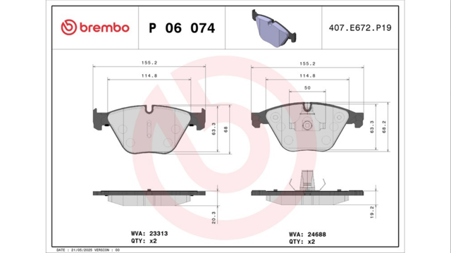 Передні гальмівні колодки P06074 BREMBO