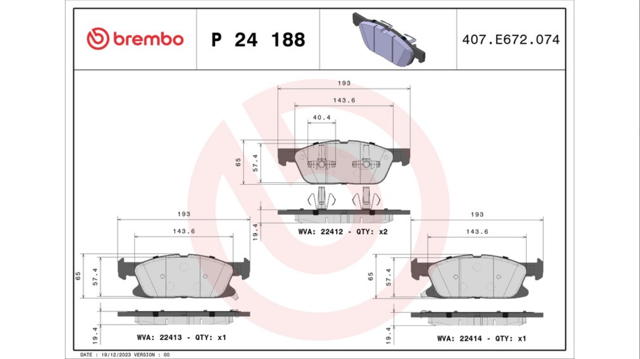 Гальмівні колодки P24188 BREMBO