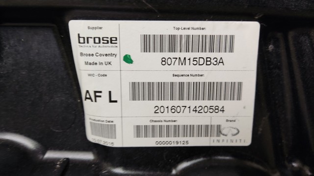 Механізм стеклопідйомника дверей передніх, лівих 807215DM0A NISSAN