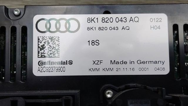 Апаратура регулювання контролю кондиціонування повітря 8K1820043AQ VAG