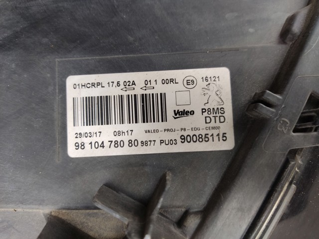 Основна фара - вставка 9810478080 PEUGEOT