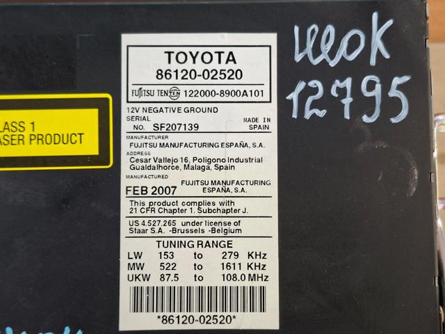 Магнітола 8612002520 TOYOTA