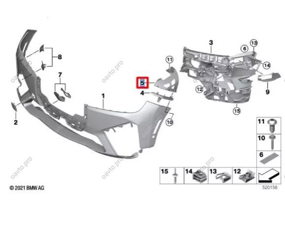 Направляюча переднього бампера, ліва 51117933611 BMW