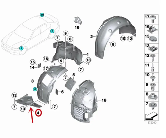 Щиток брудозахисний передньої арки крила 51717260739 BMW