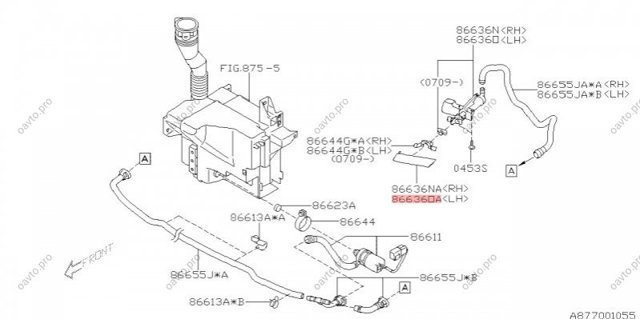 Накладка форсунки омивача фари передньої 86636AG260 SUBARU