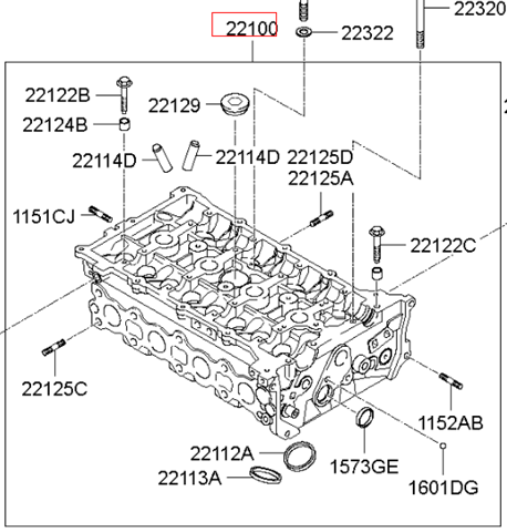 Головка блоку циліндрів 221002G001 HYUNDAI