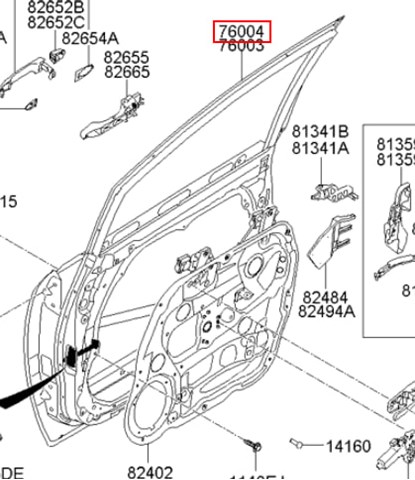 Пасажирські передні двері 760041D010 HYUNDAI