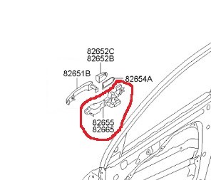 Тримач зовнішньої ручки дверей, передньої правої 826652P000 HYUNDAI