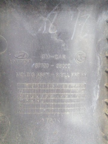 Накладка зовнішня (молдинг) порога, правий 877202B000 HYUNDAI