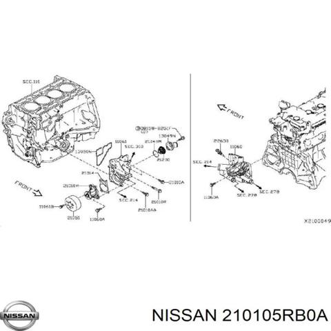 Насос охолоджуючої рідини 210105RB0A NISSAN