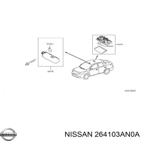 Плафон освітлення салону/кабіни, задній 264103AN0A NISSAN