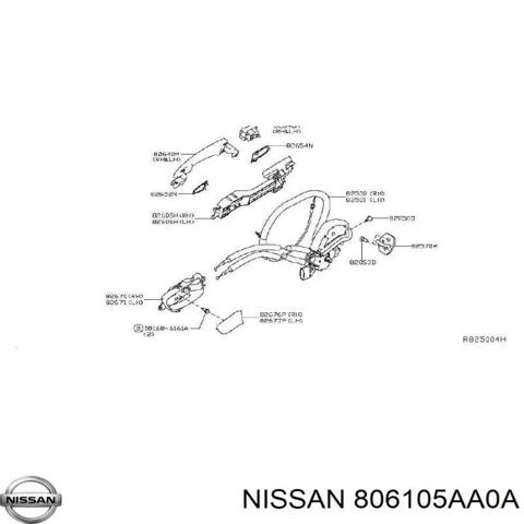 Тримач зовнішньої ручки дверей, передньої правої 806105AA0A NISSAN