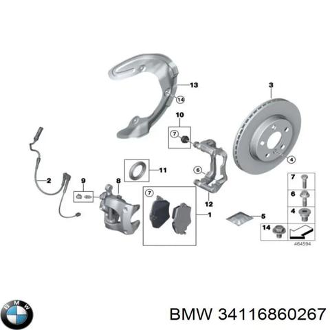 Супорт гальмівний, передній, лівий 34116860267 BMW
