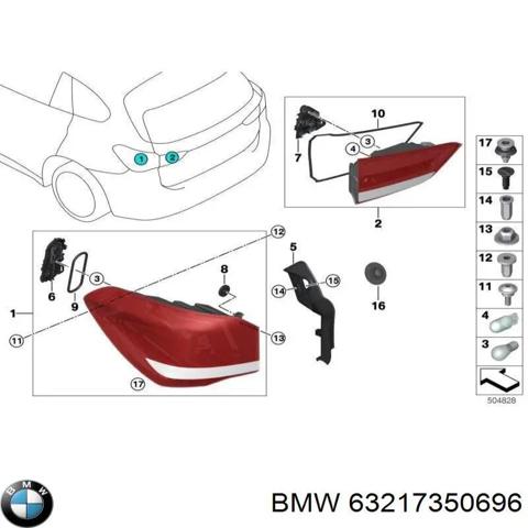 Ліхтар задній внутрішній правий 63217350696 BMW