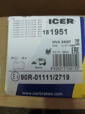 Задні колодки 181951 ICER