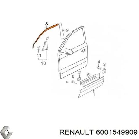 Накладка задньої двері, лівої, вертикальна  на dacia logan sedan (ls) (01.04 - 12.12) 1.6 (lsob, lsod, lsof, lsoh) (02.06 - ) k7m 710