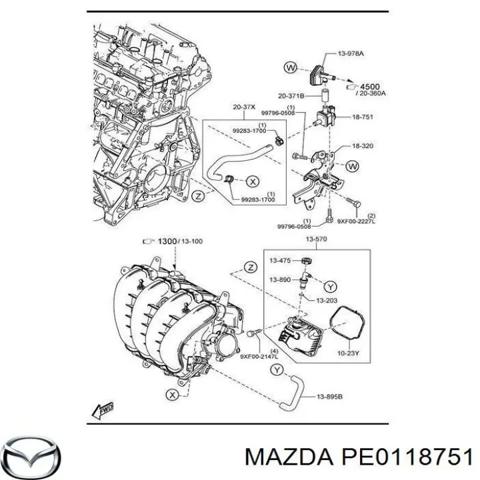 Клапан парів бака PE0118751 MAZDA