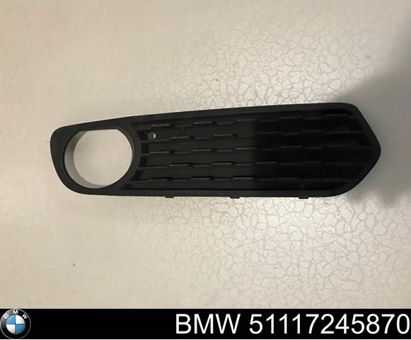 Заглушка, решітка протитуманних фар бампера переднього, права 51117245870 BMW