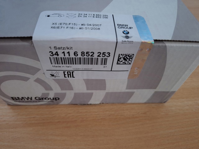 Тормозні колодки 34114074370 BMW
