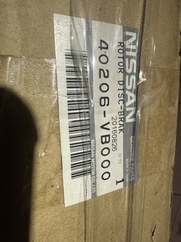 Гальмо дискове переднє 40206VB000 NISSAN