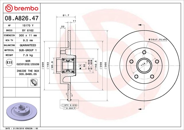 Задні дискові гальма 08A82647 BREMBO