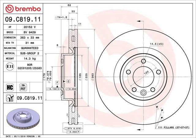 Ротор гальмівний 09C81911 BREMBO