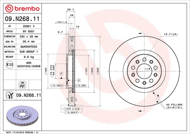 Ротор гальмівний 09N26811 BREMBO