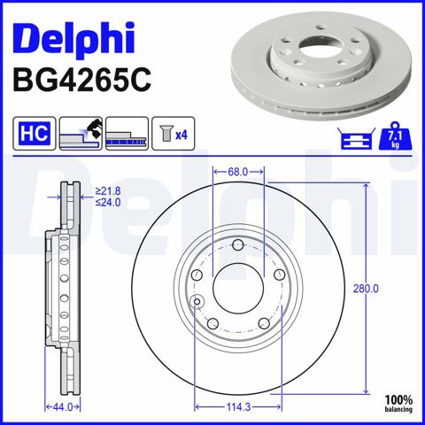 Диск переднього гальма BG4265C DELPHI