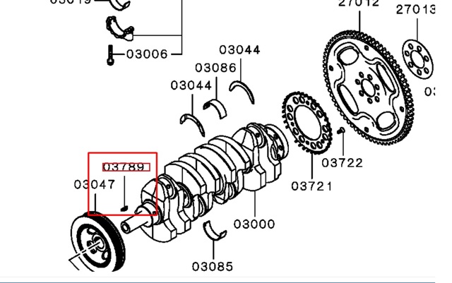 Шпонка коленвала 1130A024 MITSUBISHI
