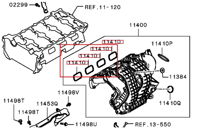 Прокладка колектору впуск 1542A133 MITSUBISHI