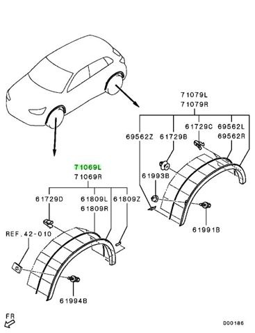 Молдинг передньої арки колеса, лівий 5220K207 MITSUBISHI