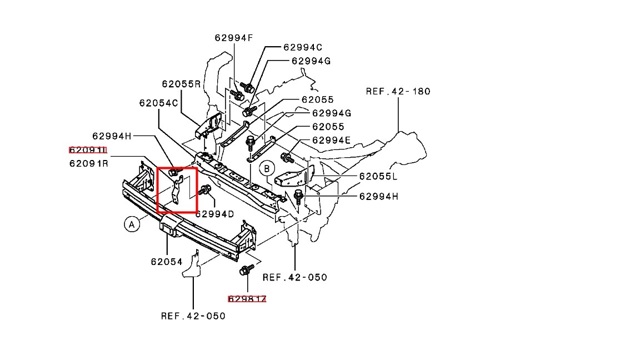 Кронштейн підсилювача переднього бампера 6400F046 MITSUBISHI