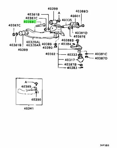 Болт переднього важеля, нижнього MB176290 MITSUBISHI